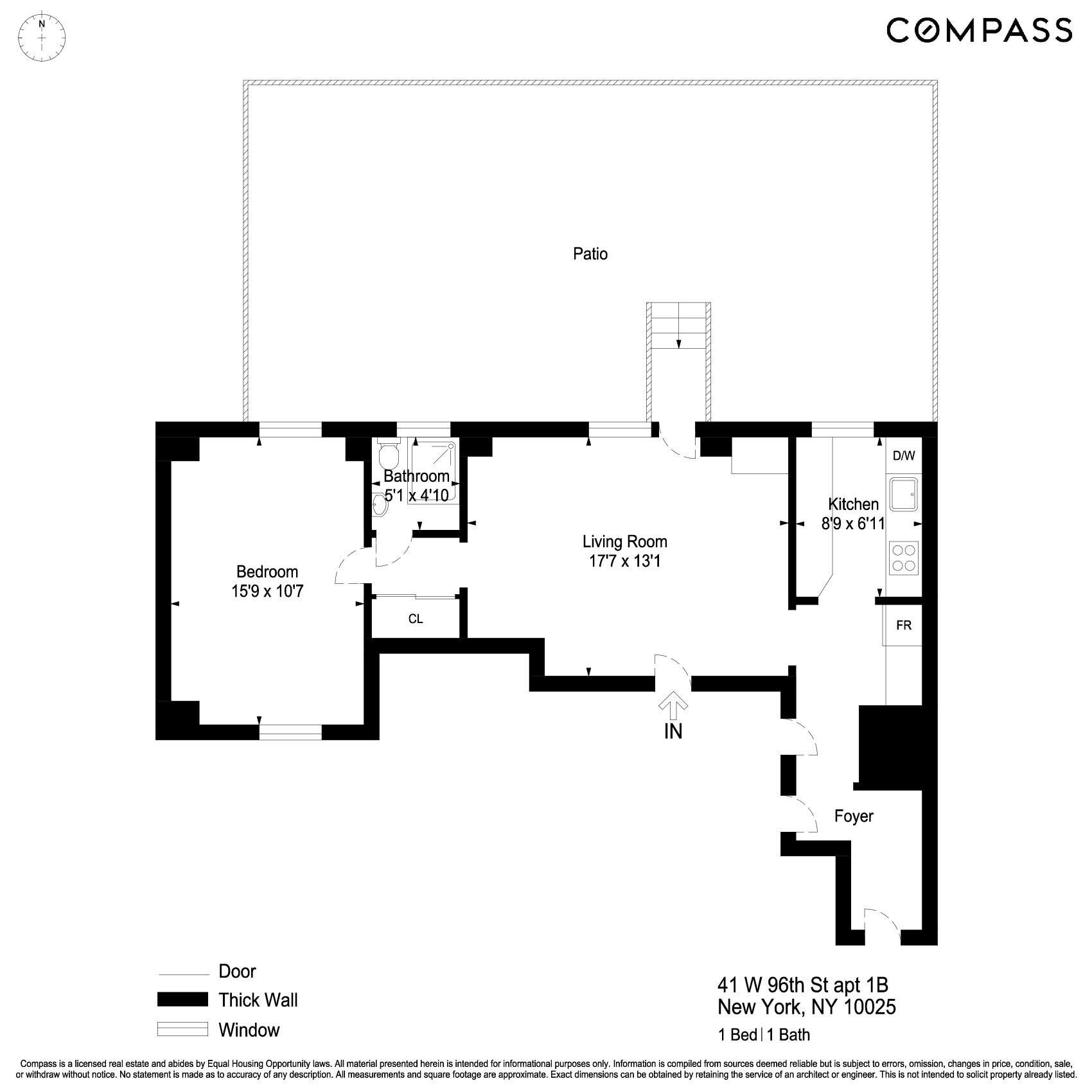 Floorplan for 41 West 96th Street, 1B