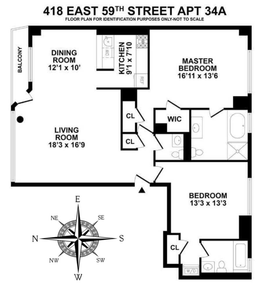 Floorplan for 418 East 59th Street, 34AF