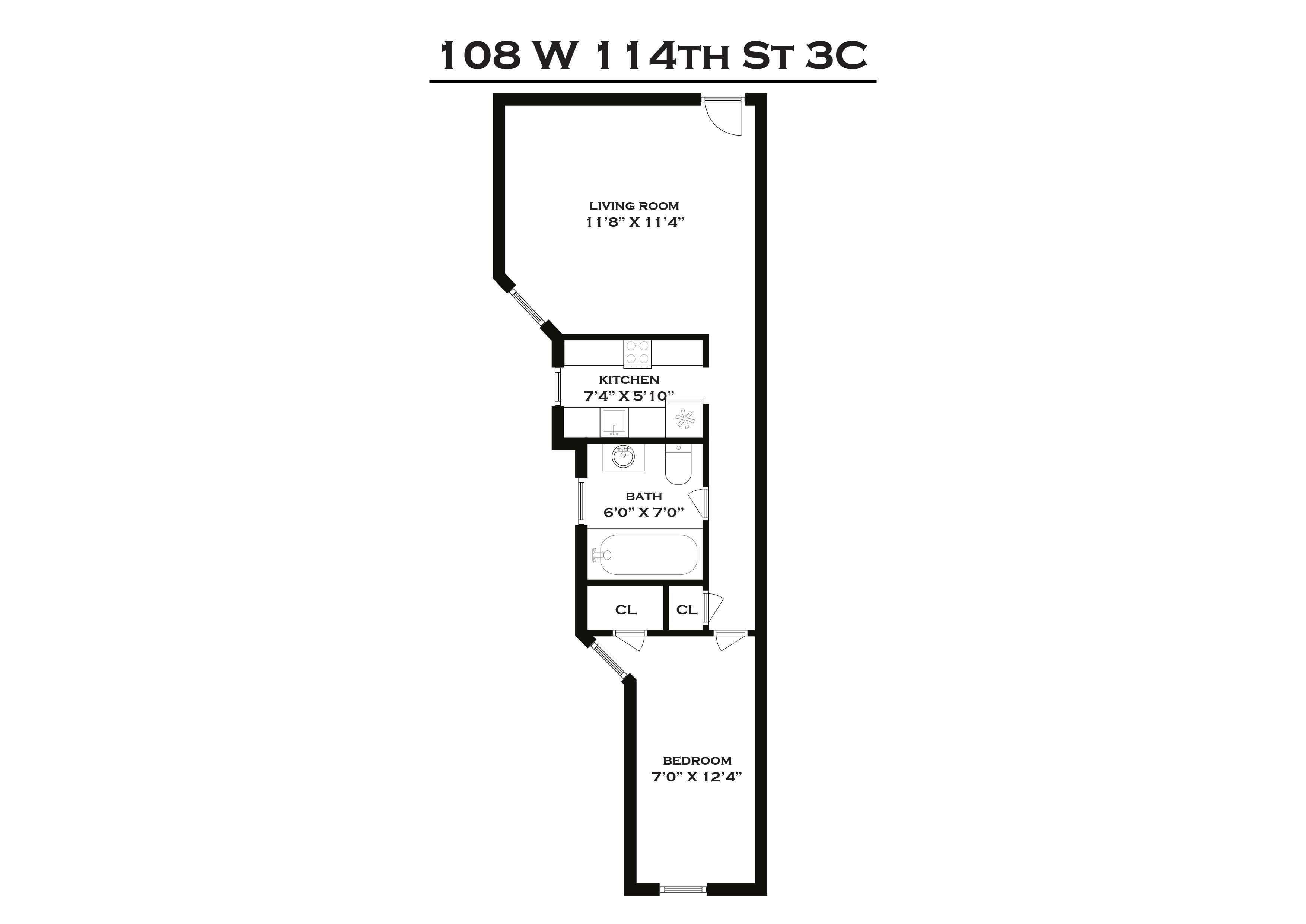 Floorplan for 108 West 114th Street, 3-C