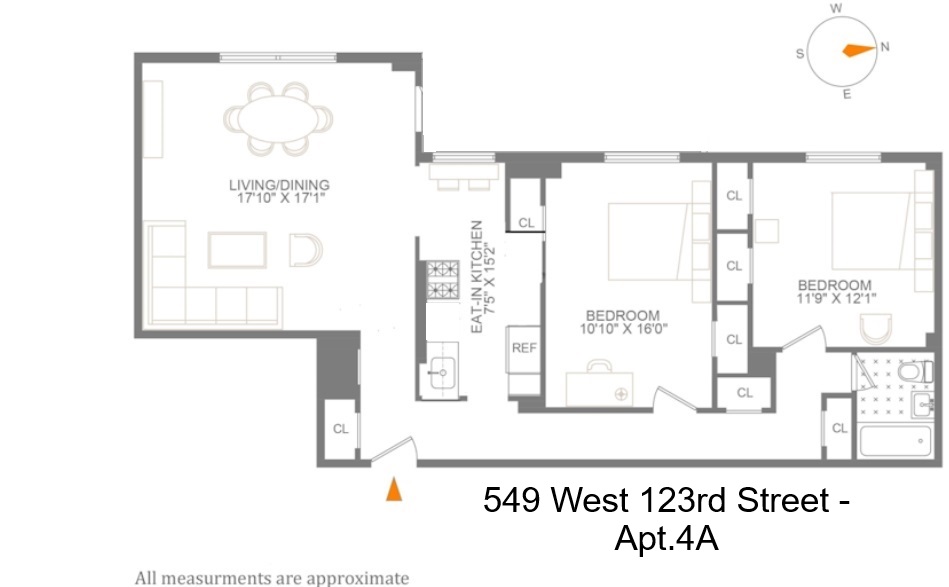 Floorplan for 549 West 123rd Street, 4A