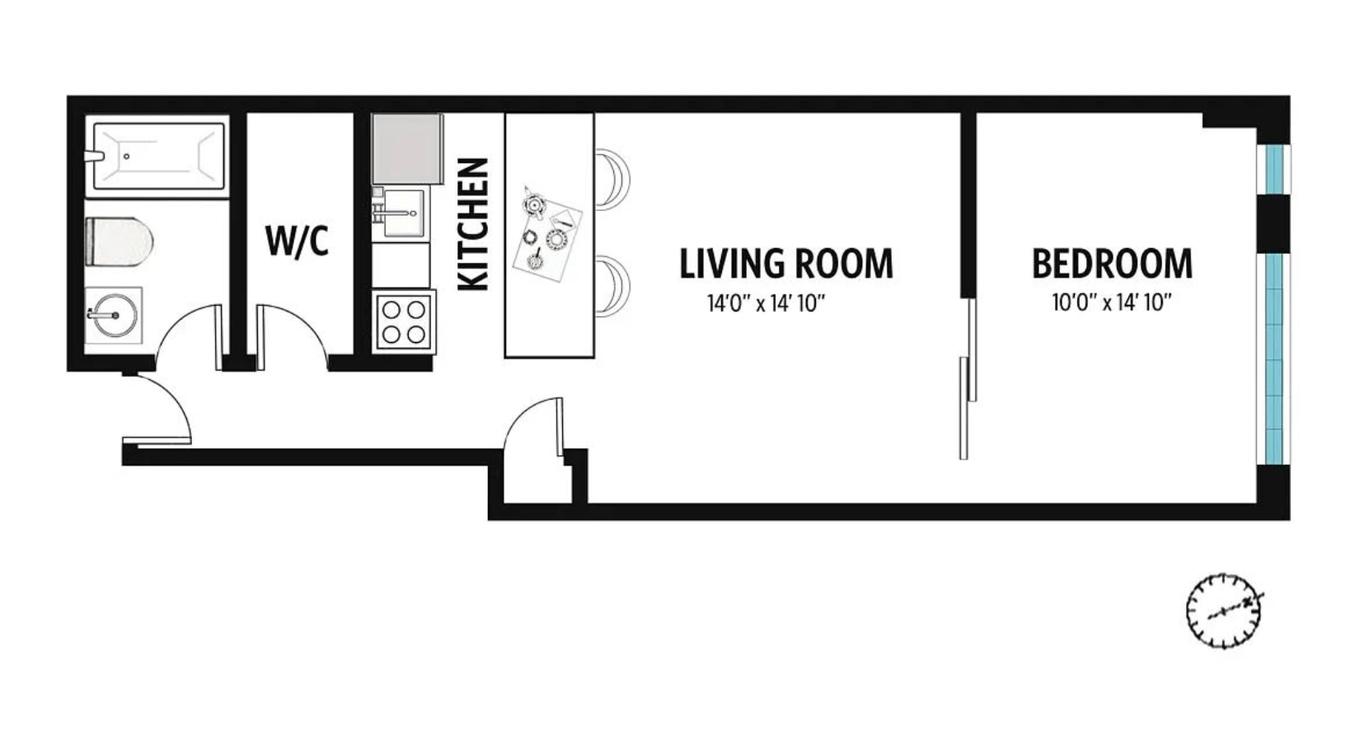 Floorplan for 222 West 14th Street, 2H