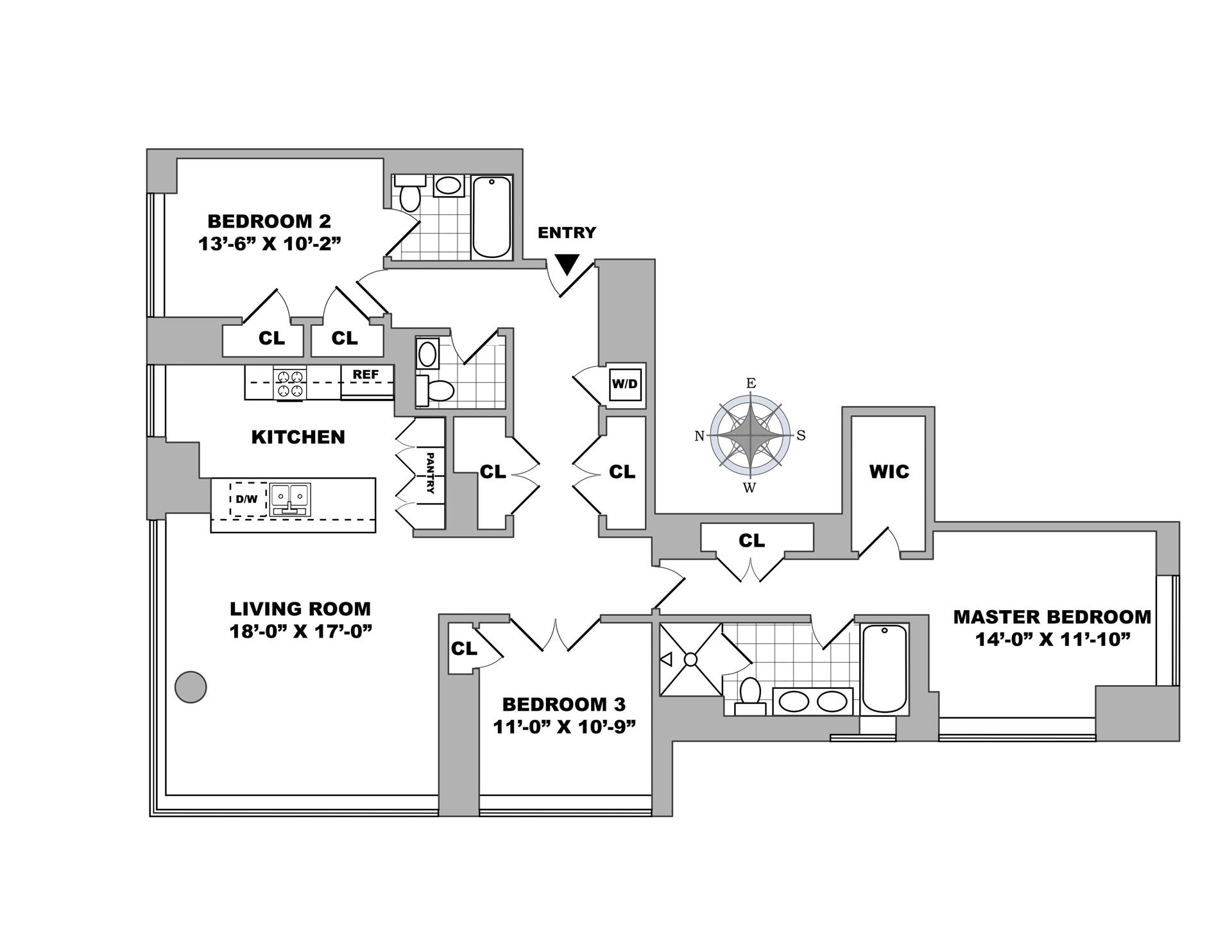 Floorplan for 250 East 53rd Street, 607