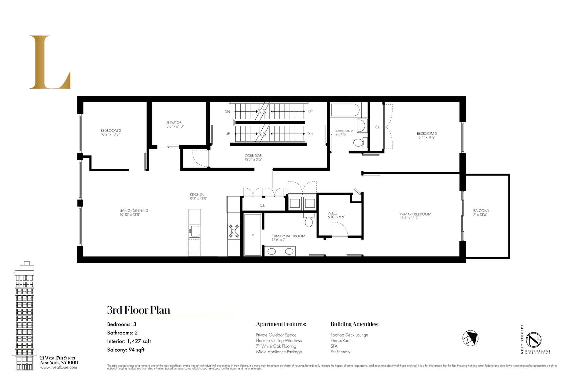 Floorplan for 21 West 17th Street, 3