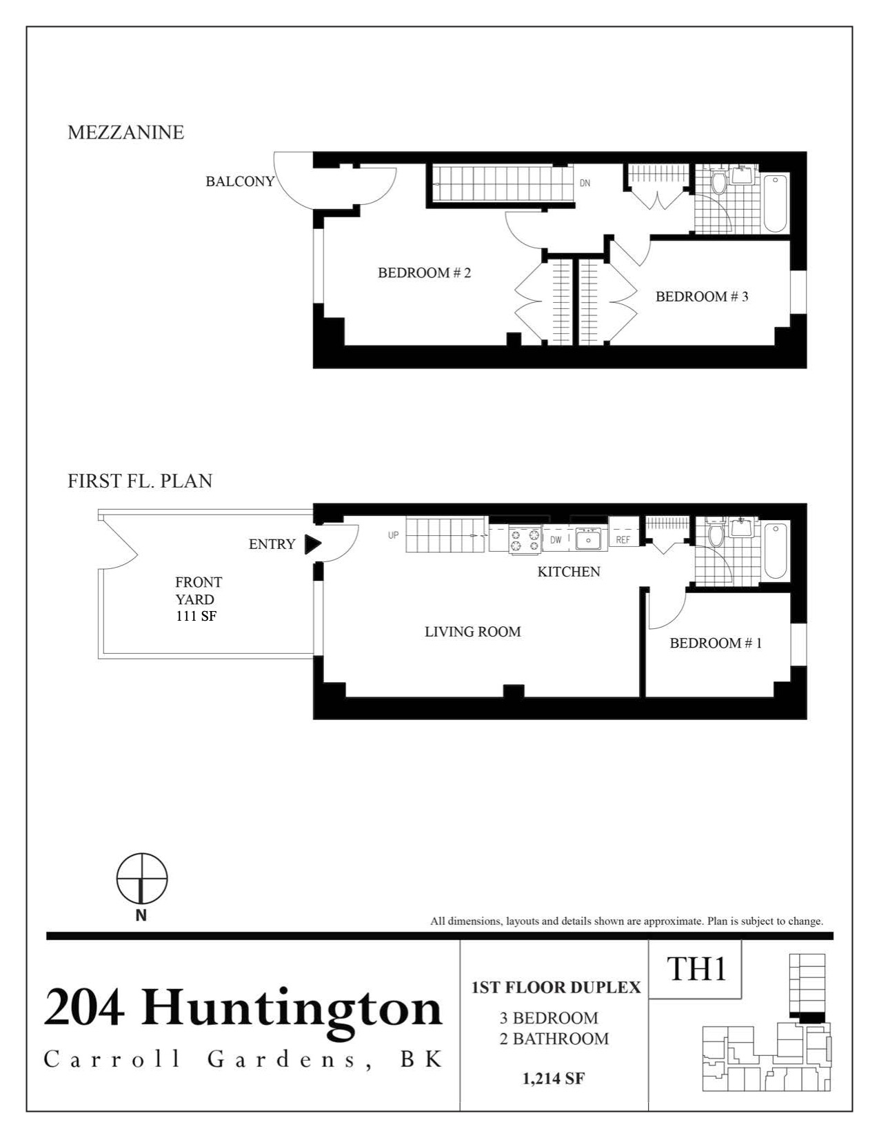 Floorplan for 204 Huntington Street, TH1