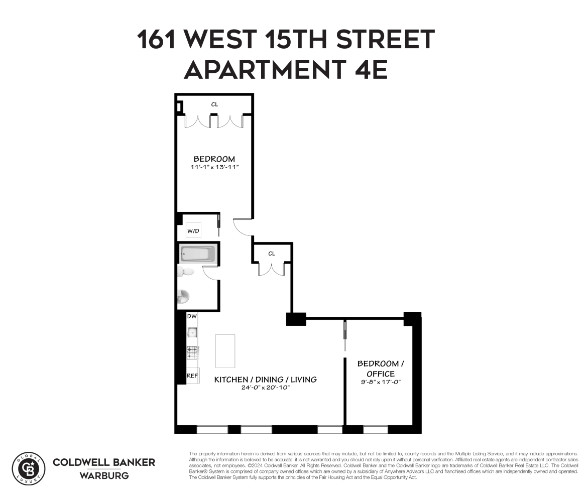 Floorplan for 161 West 15th Street, 4E