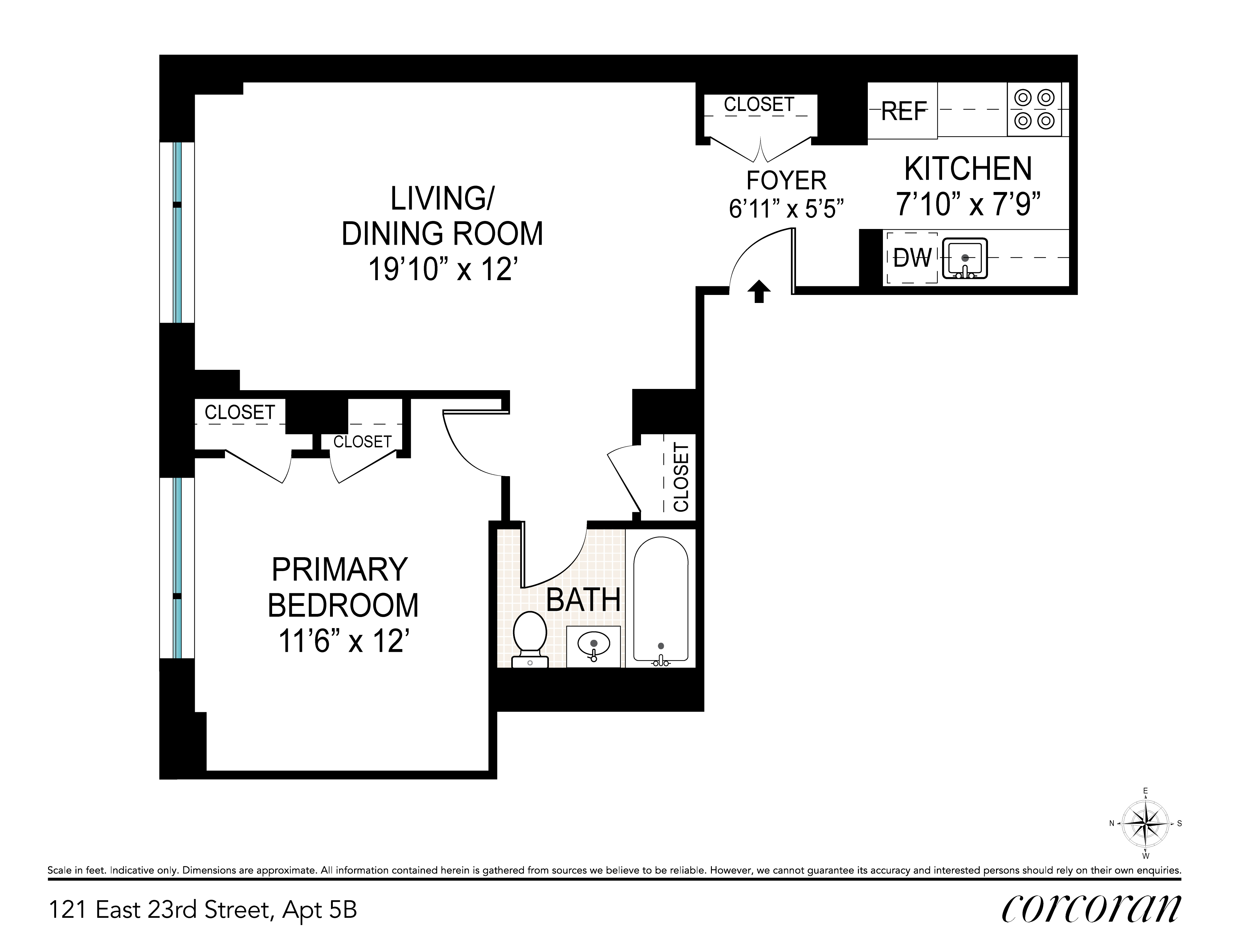 Floorplan for 121 East 23rd Street, 5B