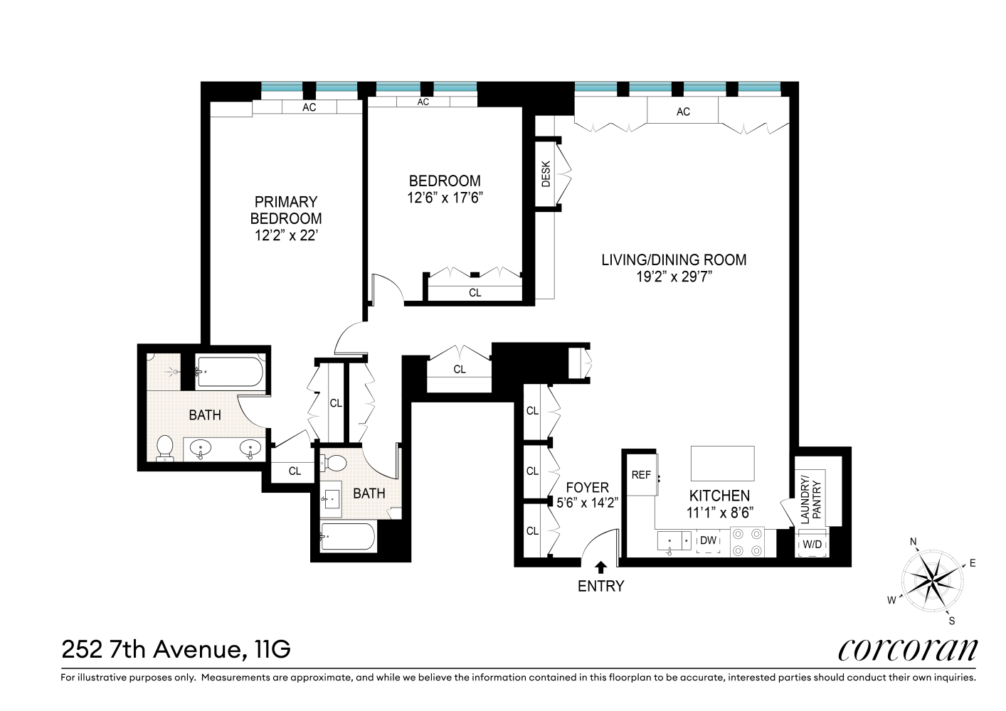 Floorplan for 252 7th Avenue, 11G