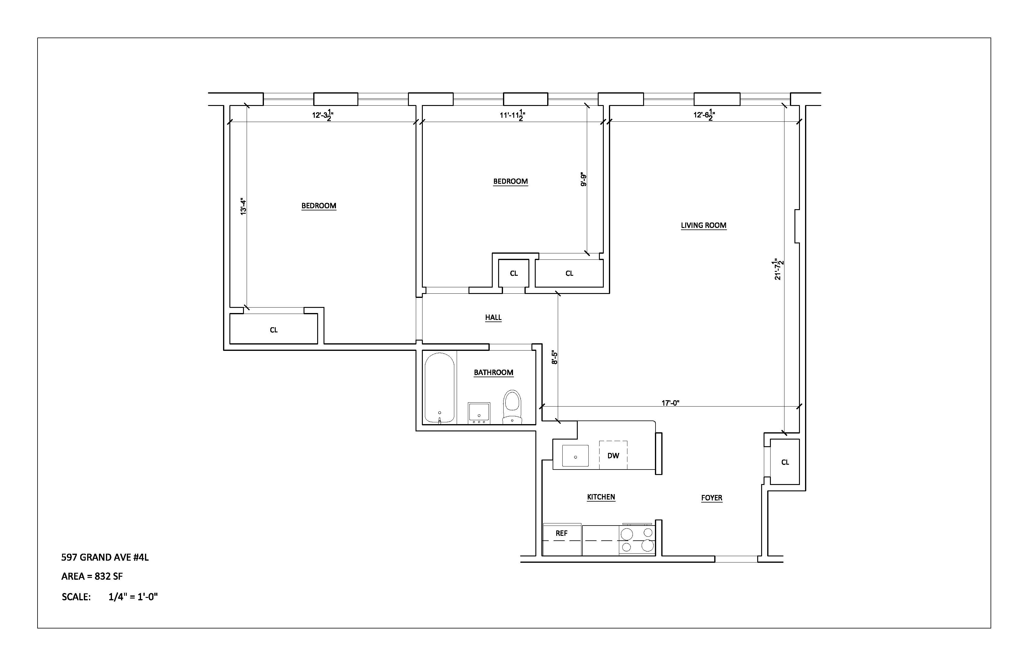 Floorplan for 597 Grand Street, 4L