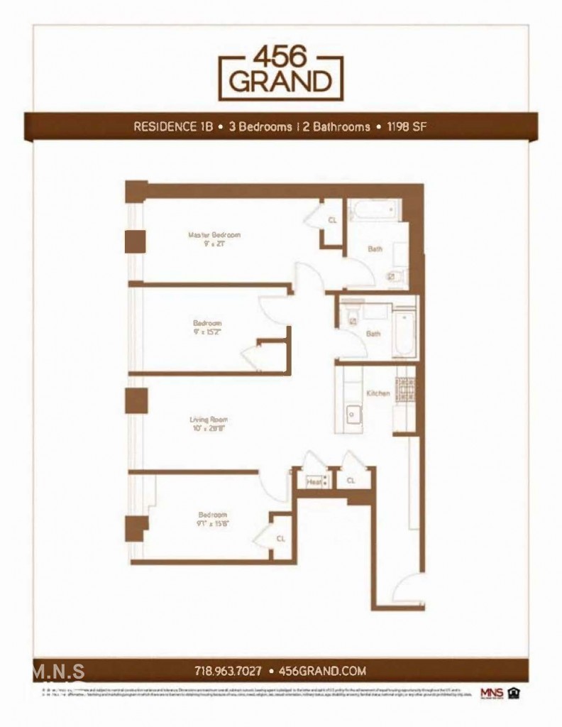 Floorplan for 456 Grand Street, 1-B