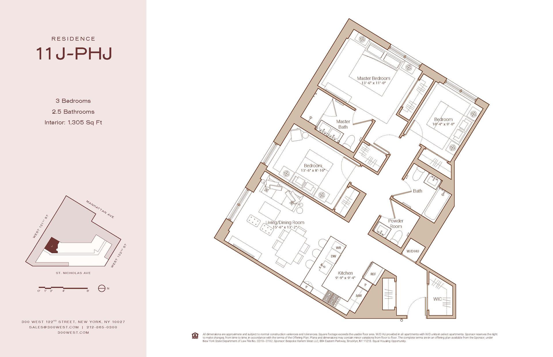 Floorplan for 300 West 122nd Street, 14J