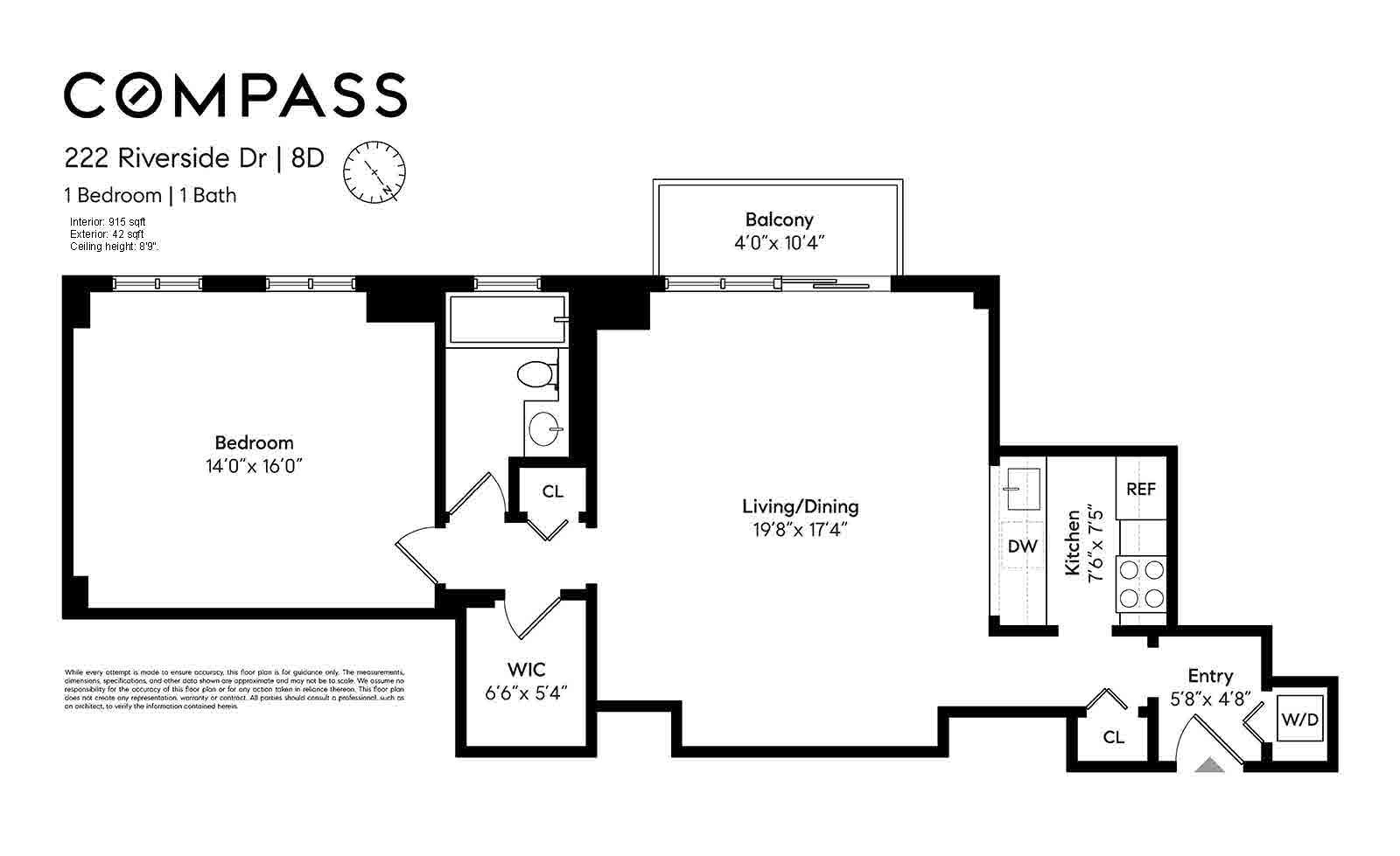 Floorplan for 222 Riverside Drive, 8D