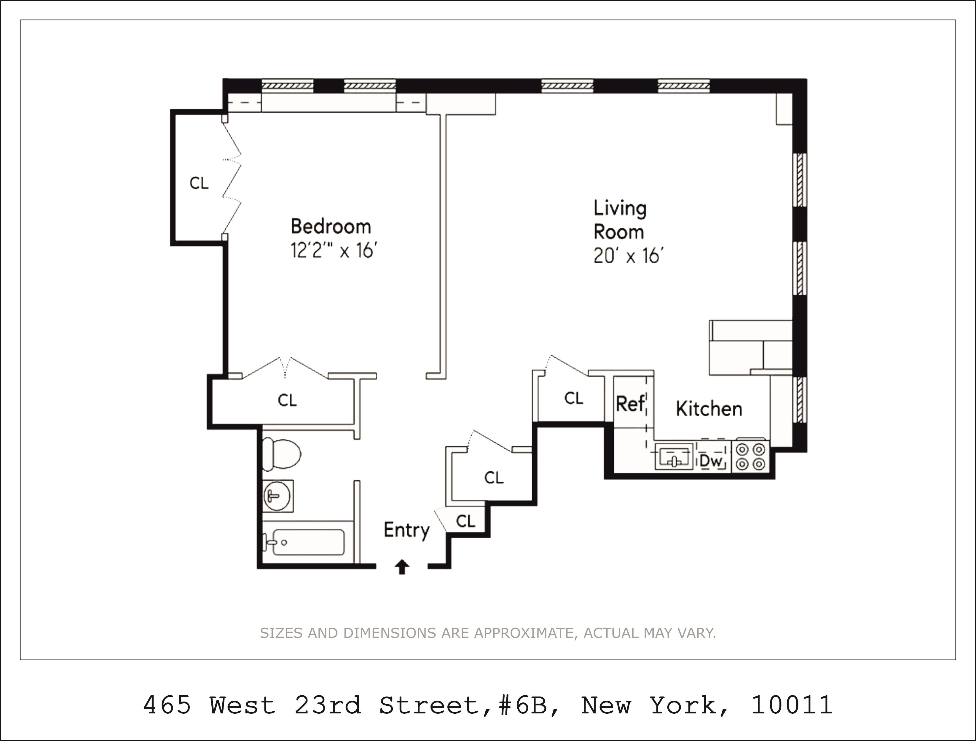 Floorplan for 465 West 23rd Street, 6-B