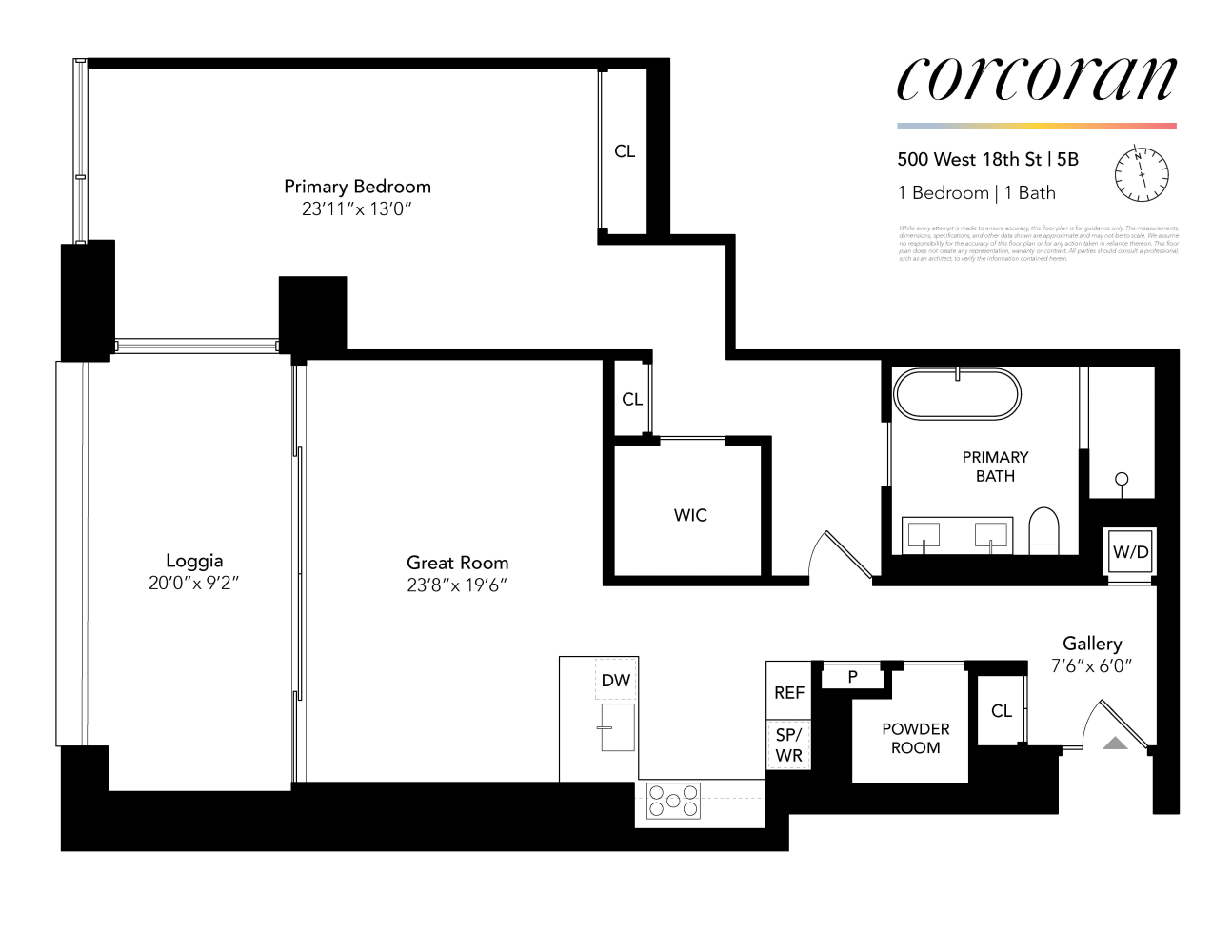 Floorplan for 500 West 18th Street, WEST5B