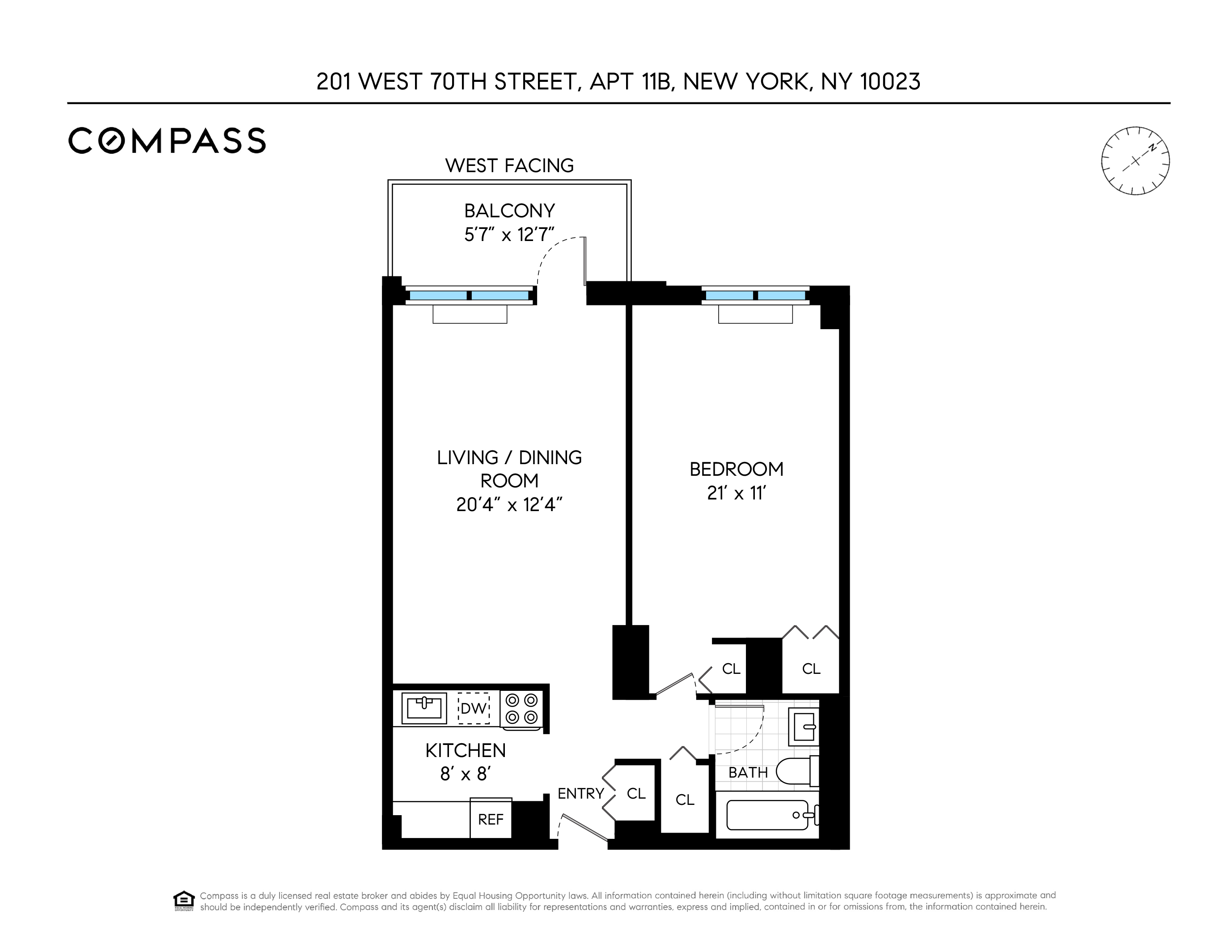 Floorplan for 201 West 70th Street, 11B