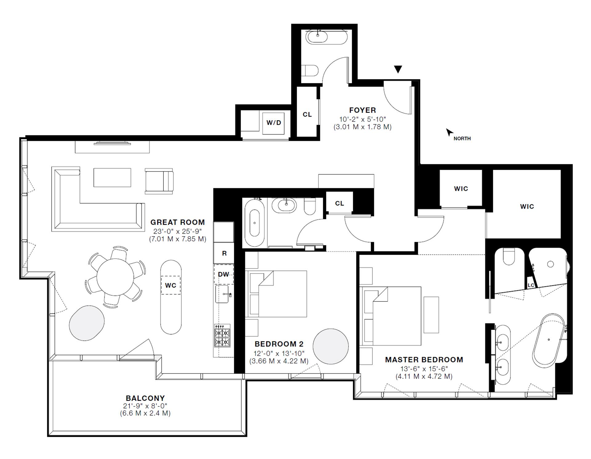 Floorplan for 56 Leonard Street, 28AW