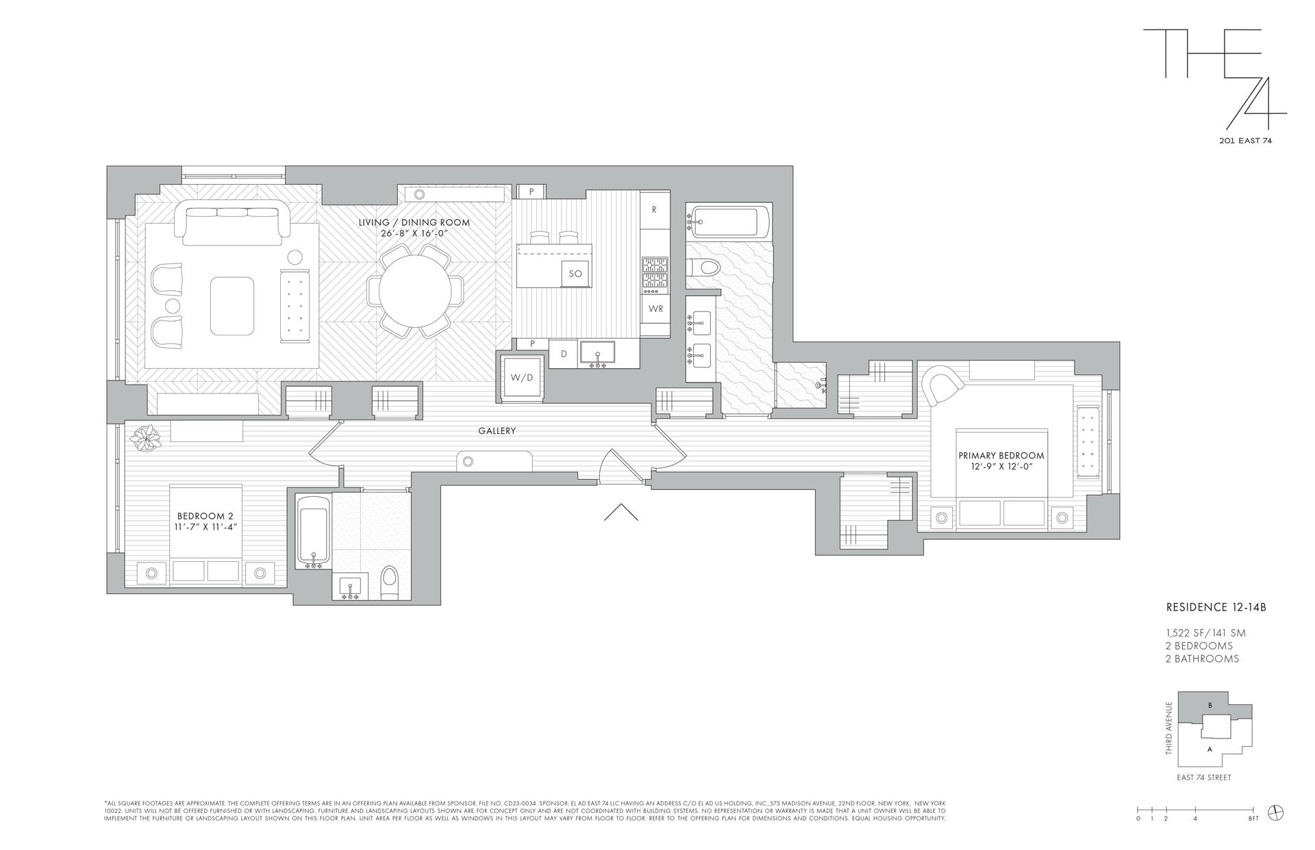 Floorplan for 201 East 74th Street, 14B