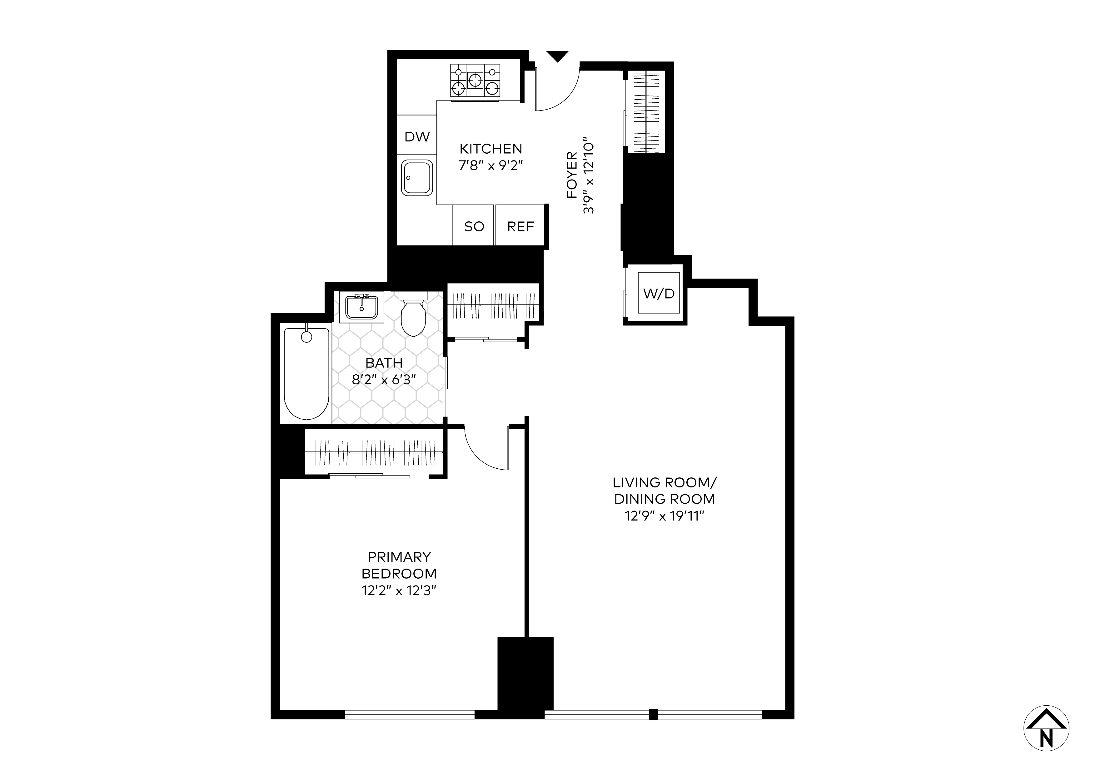 Floorplan for 1 City Point, 23J