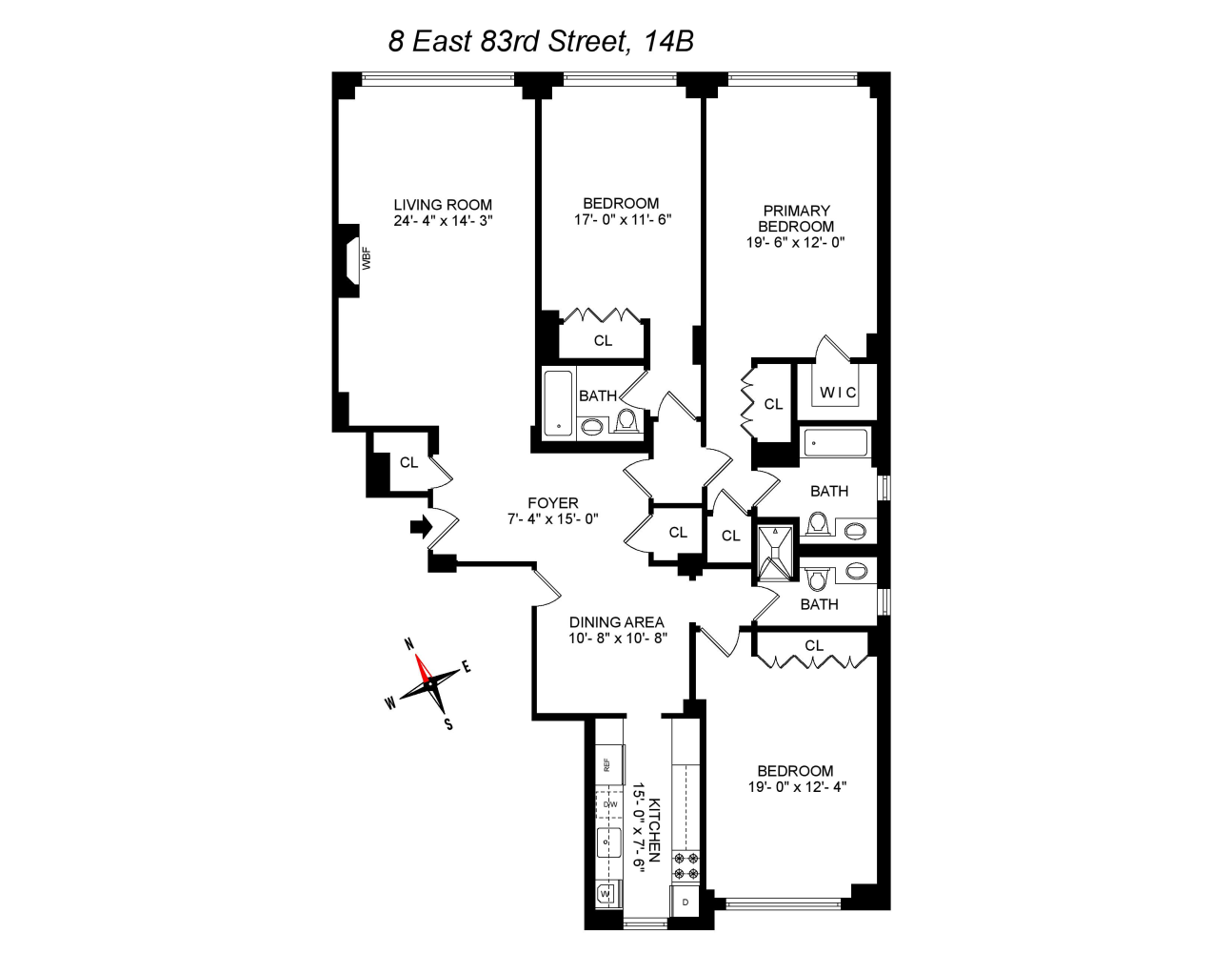 Floorplan for 8 East 83rd Street, 14B