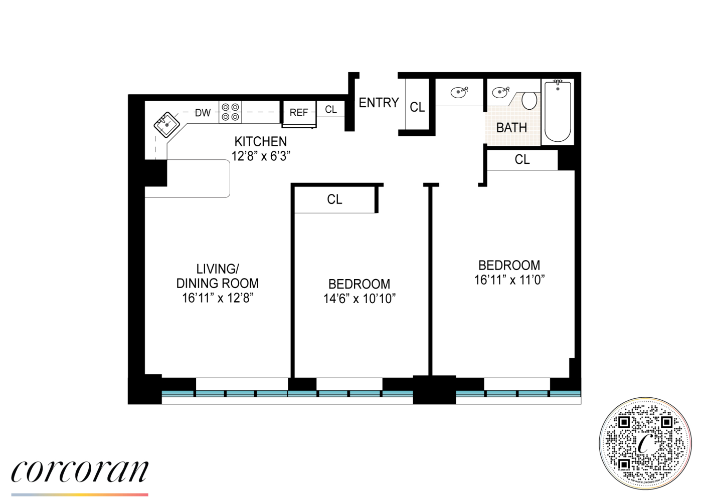 Floorplan for 301 West 110th Street, 2M