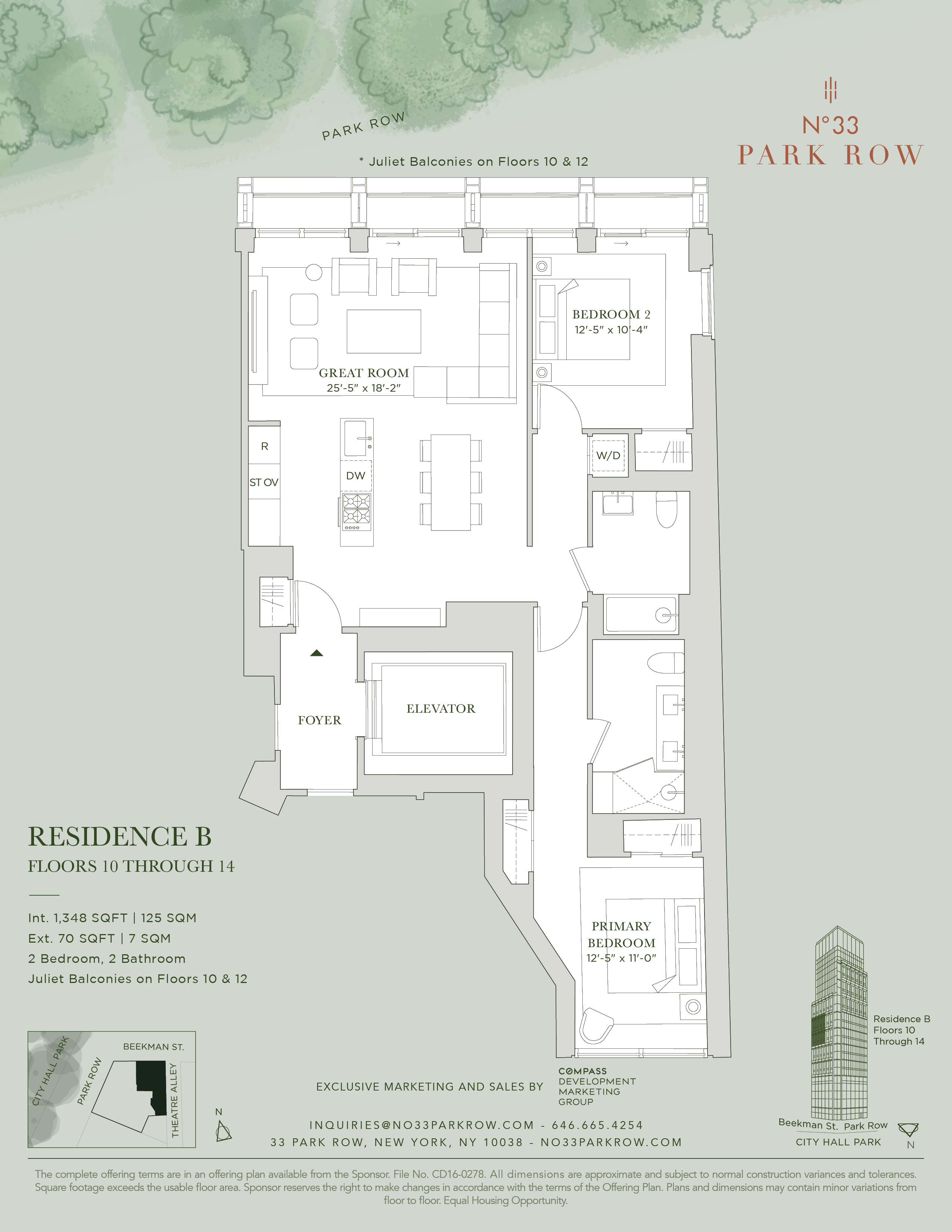 Floorplan for 33 Park Row, 10B