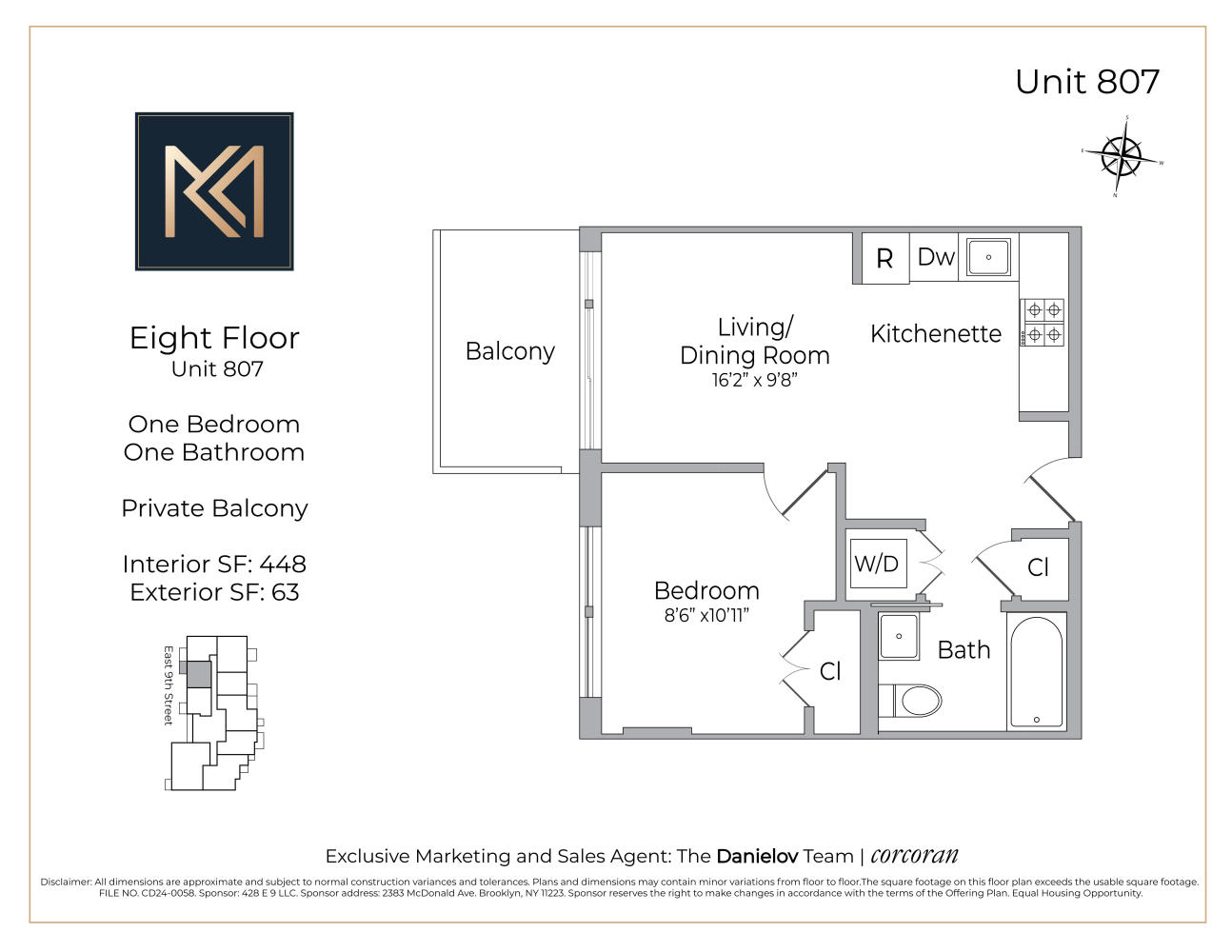 Floorplan for 428 East 9th Street, 807