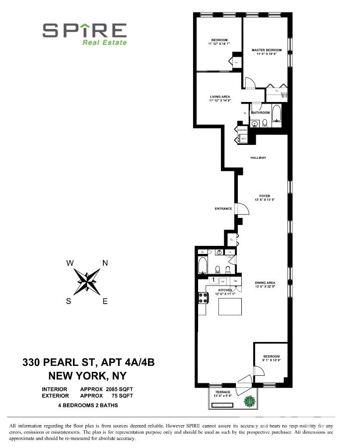 Floorplan for 330 Pearl Street, 4AB