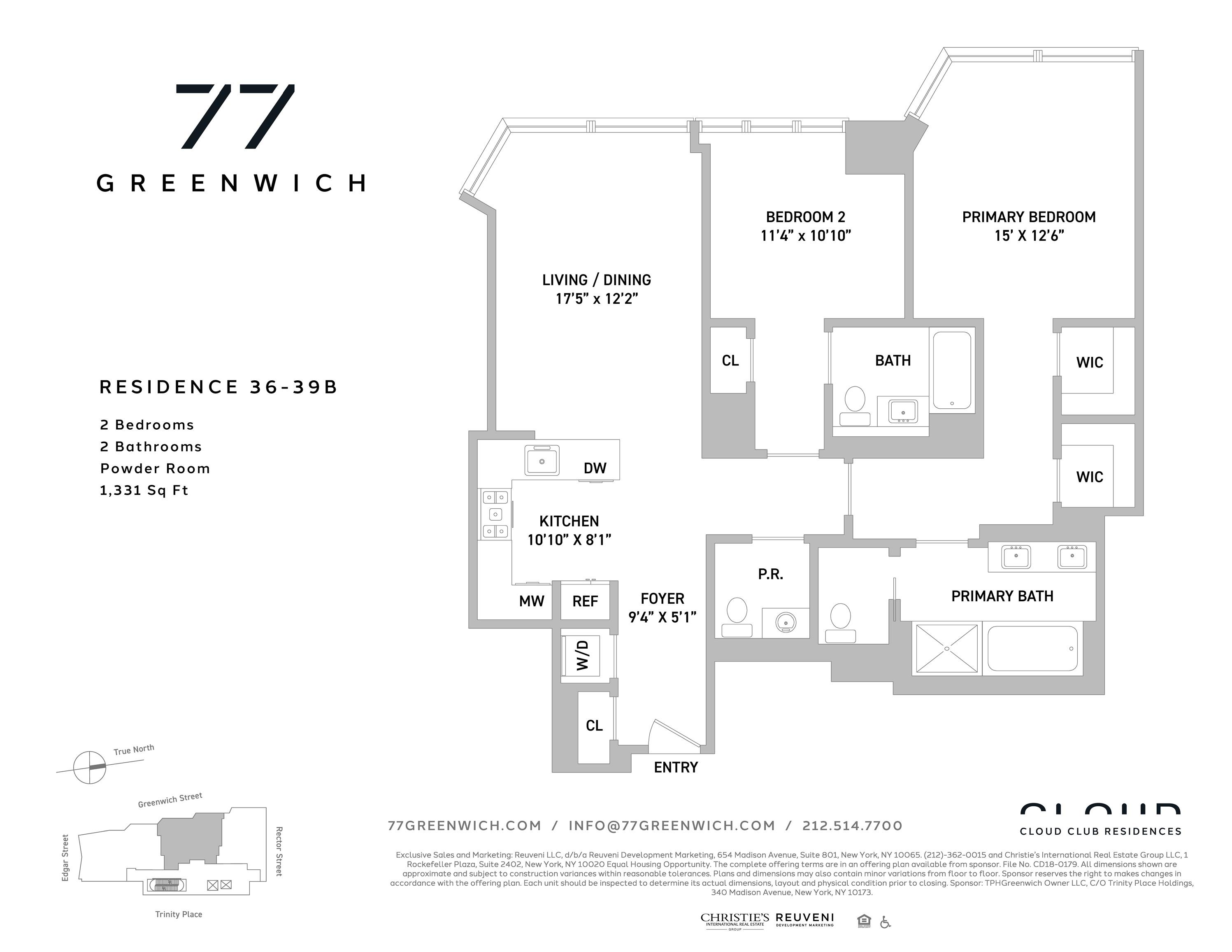 Floorplan for 77 Greenwich Street, 36-B