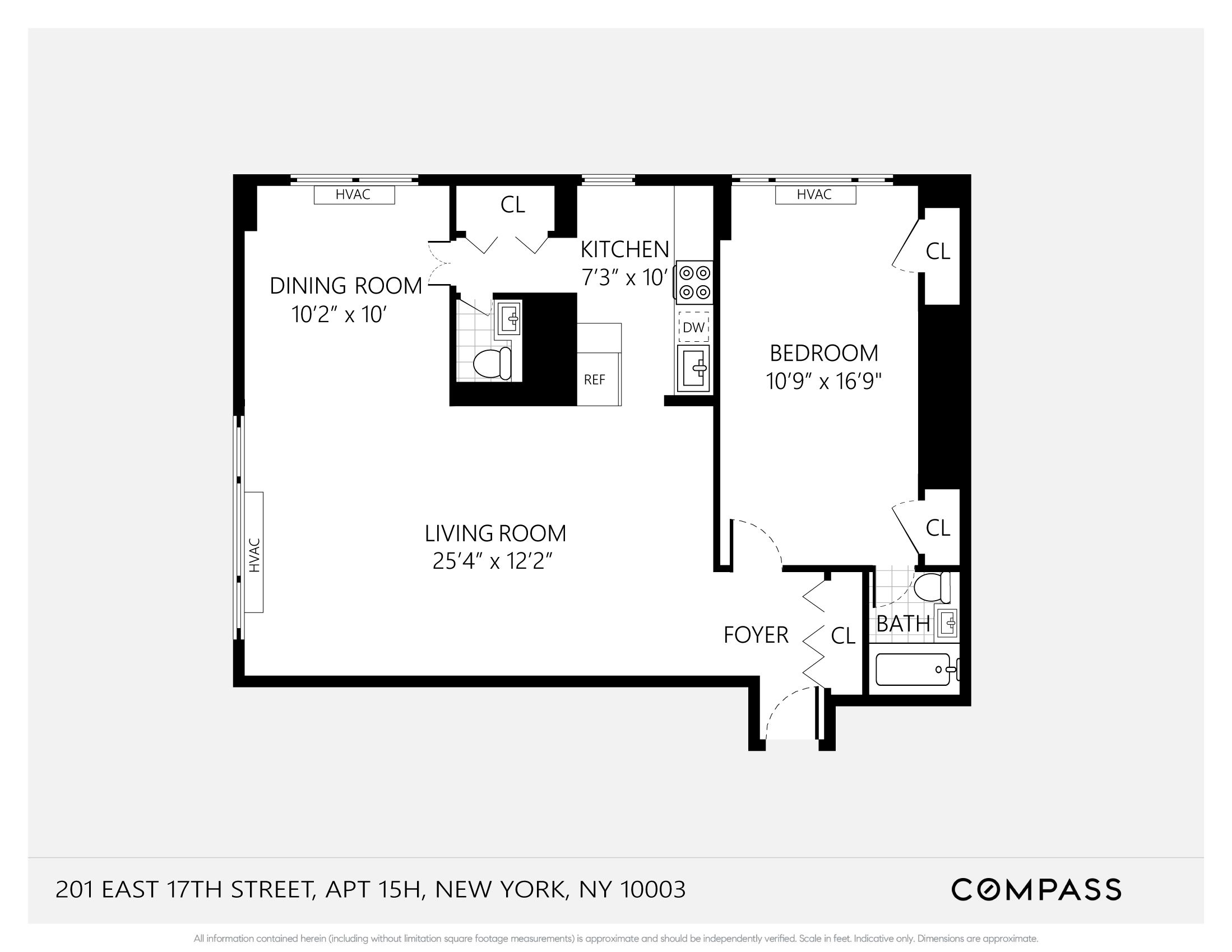 Floorplan for 201 East 17th Street, 15H