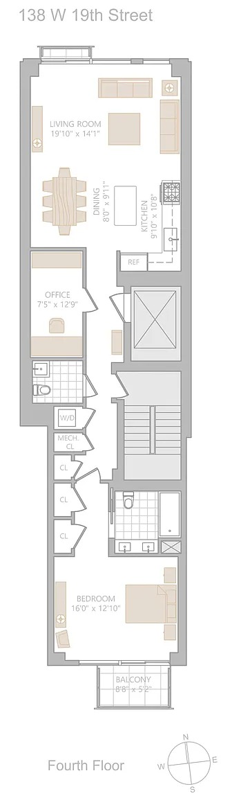 Floorplan for 138 West 19th Street, 4