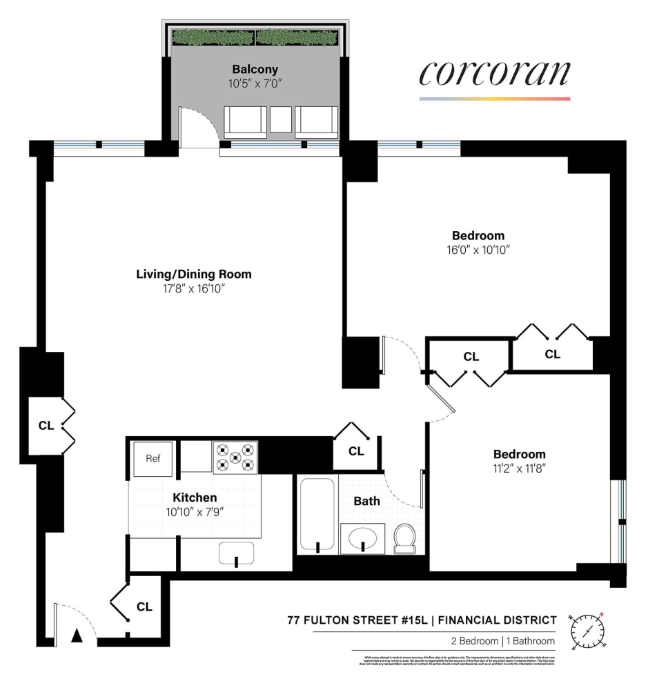 Floorplan for 77 Fulton Street, 15L