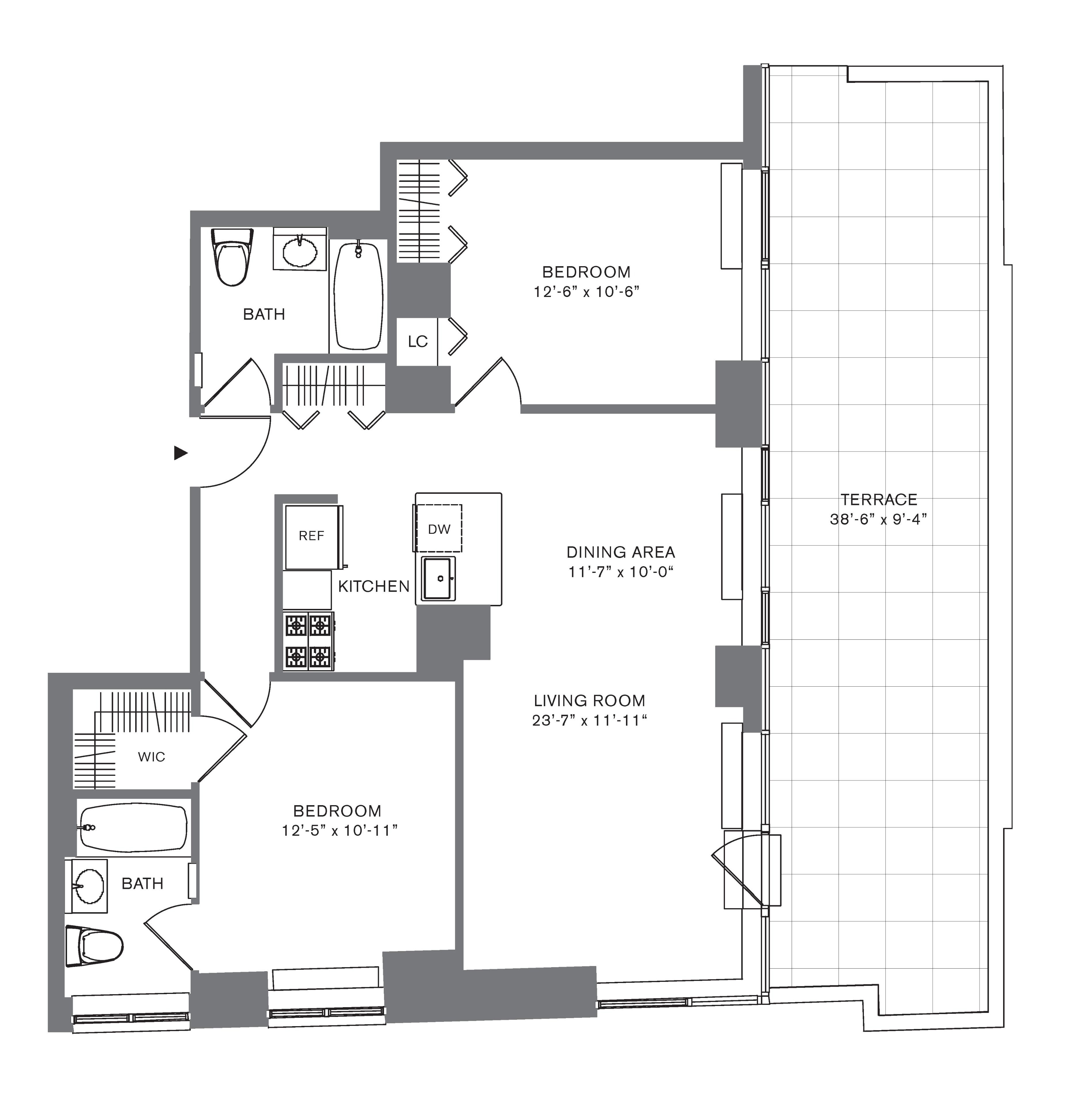 Floorplan for 88 Leonard Street, 1503