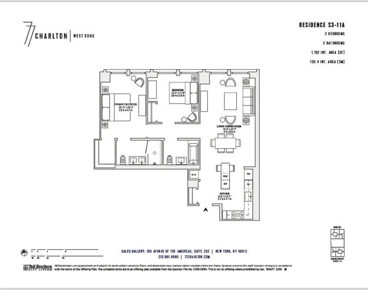 Floorplan for 77 Charlton Street, S-5A