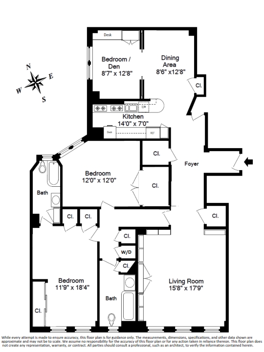 Floorplan for 245 West 104th Street, 8D