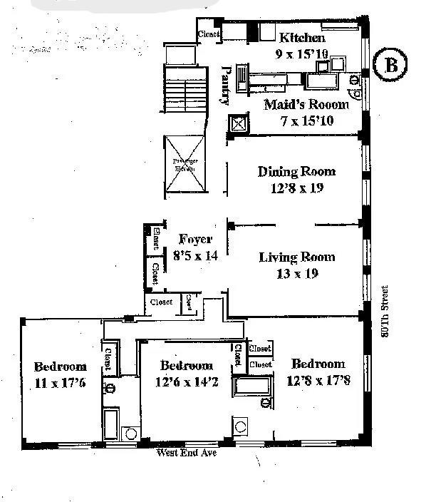 Floorplan for 420 West End Avenue, 3-B