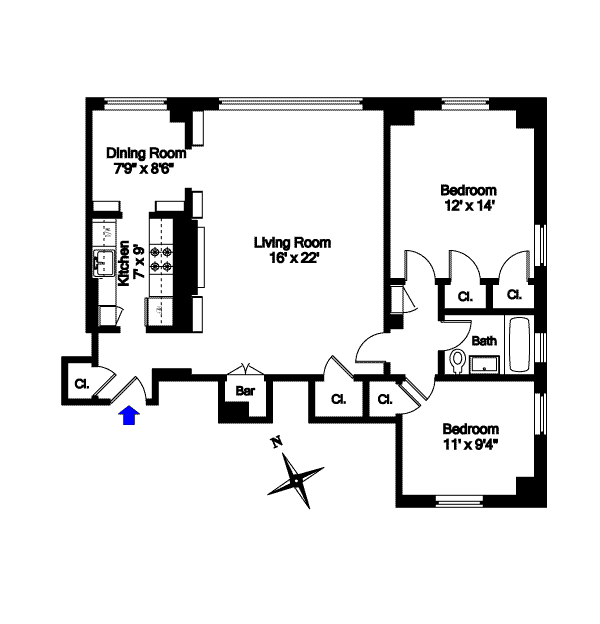 Floorplan for 439 East 51st Street, 6C