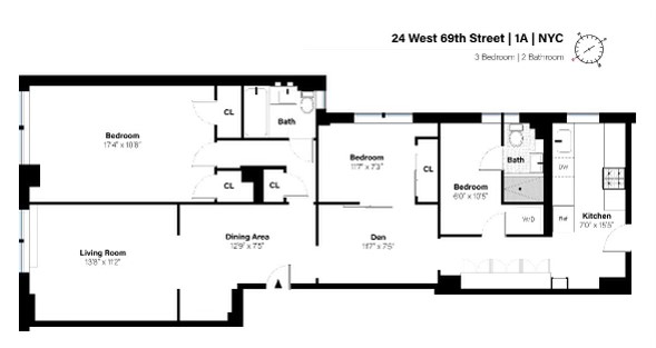 Floorplan for 24 West 69th Street, 1A