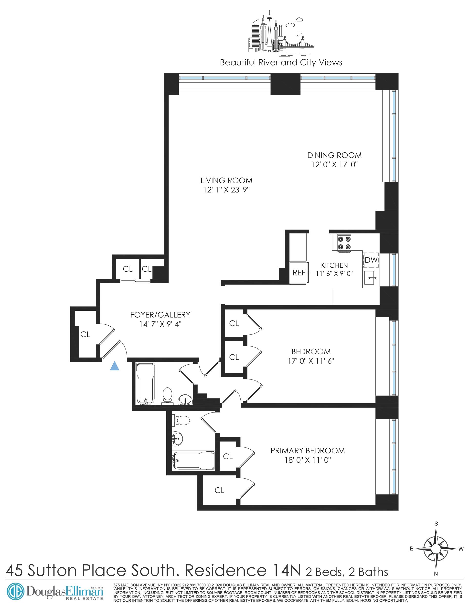 Floorplan for 45 Sutton Place, 14N