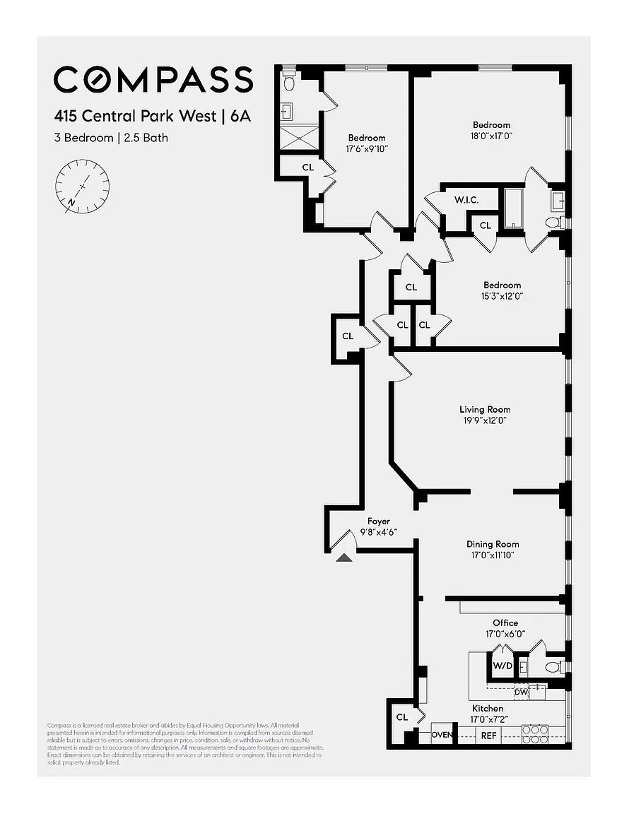 Floorplan for 415 Central Park, 6A