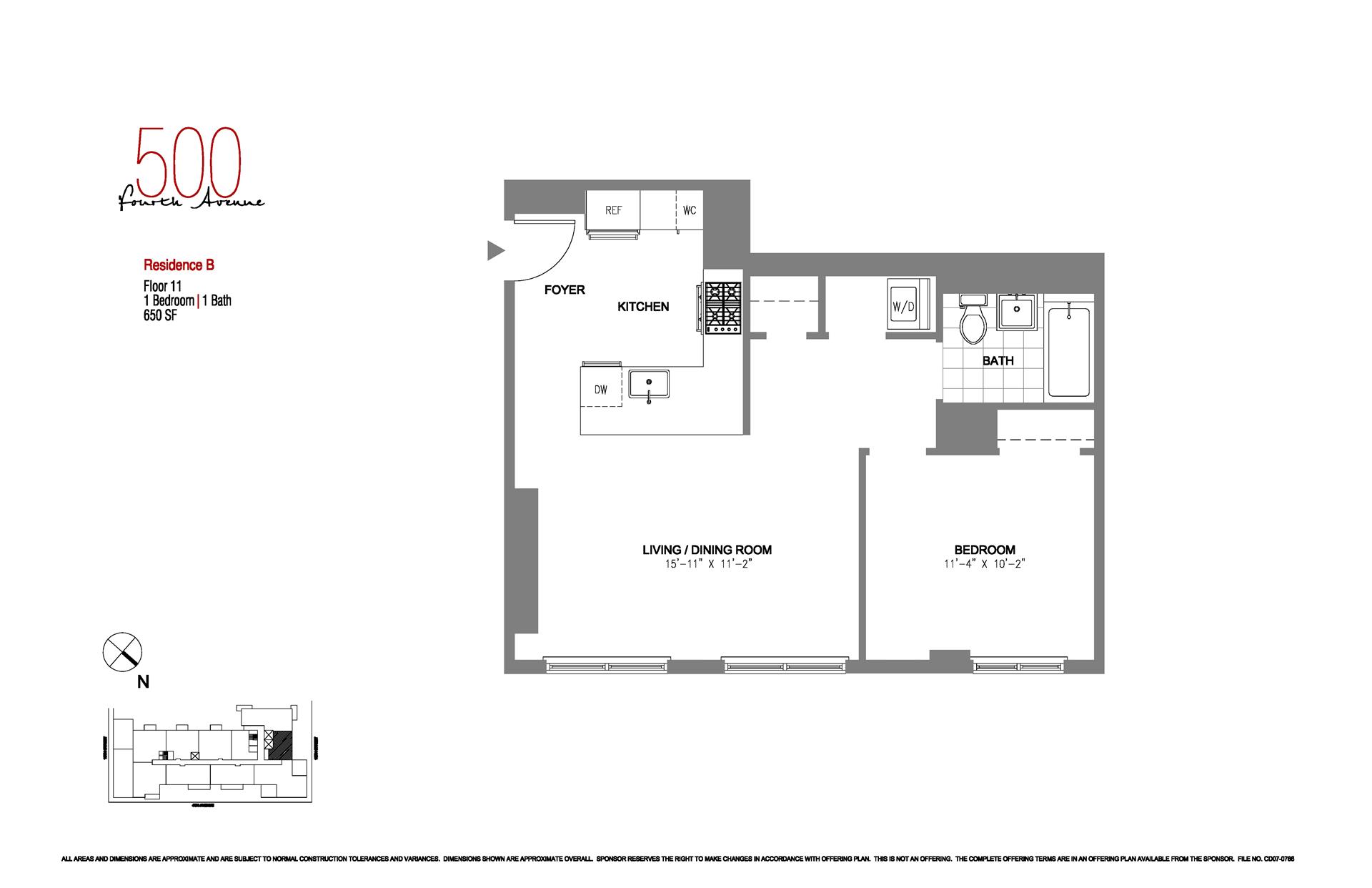 Floorplan for 500 4th Avenue, 11B