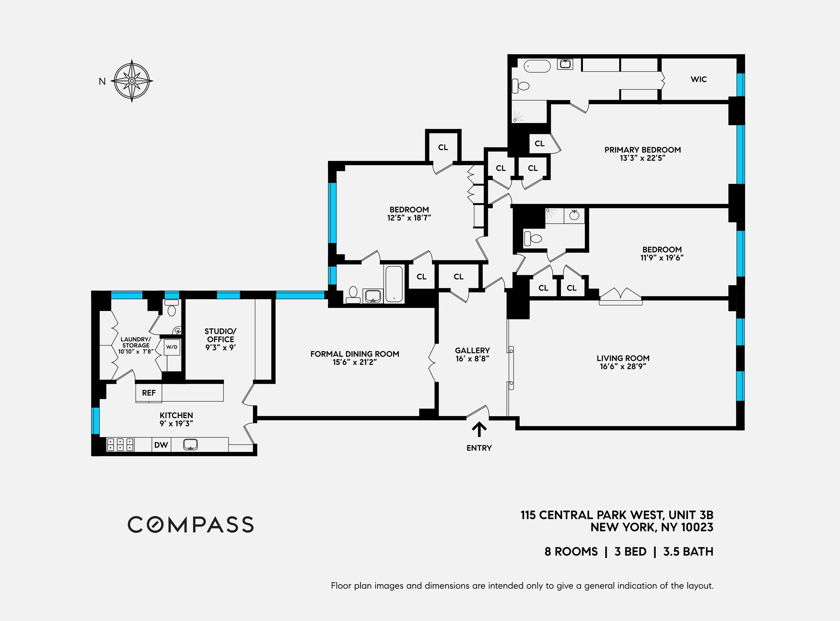 Floorplan for 115 Central Park, 3B