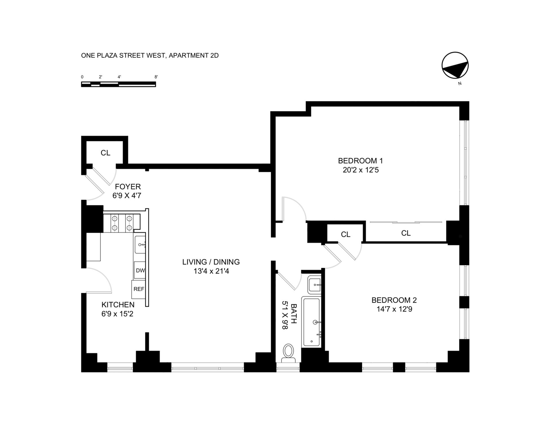 Floorplan for 1 Plaza Street, 2D