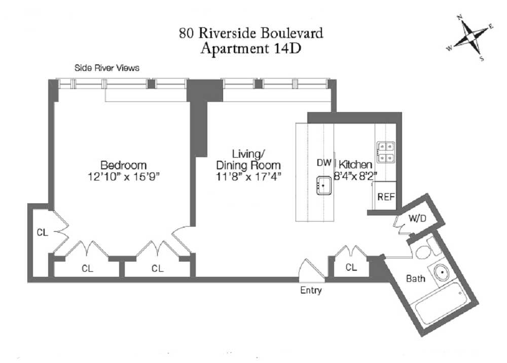 Floorplan for 80 Riverside Boulevard, 14D