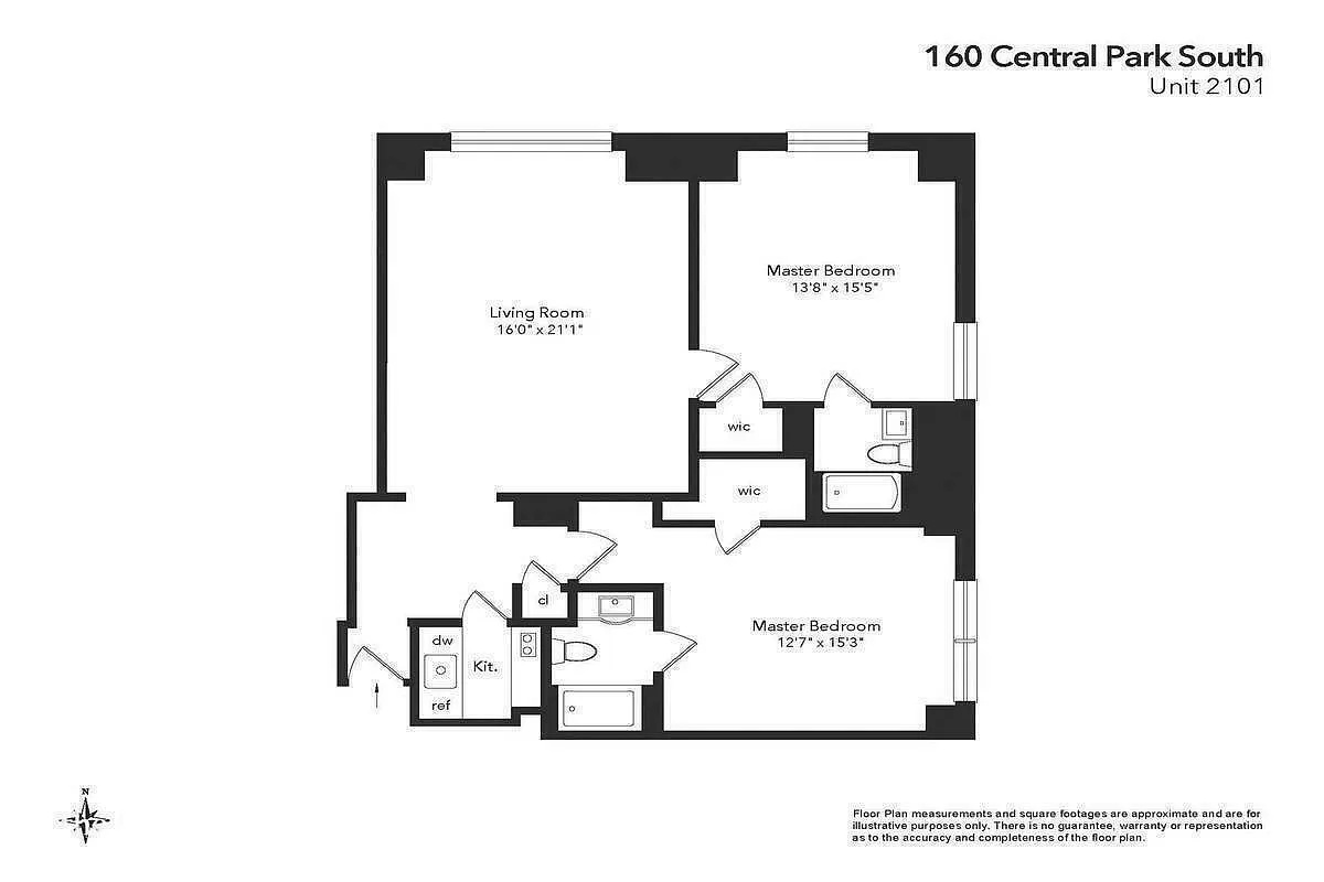 Floorplan for 160 Central Park, 2101