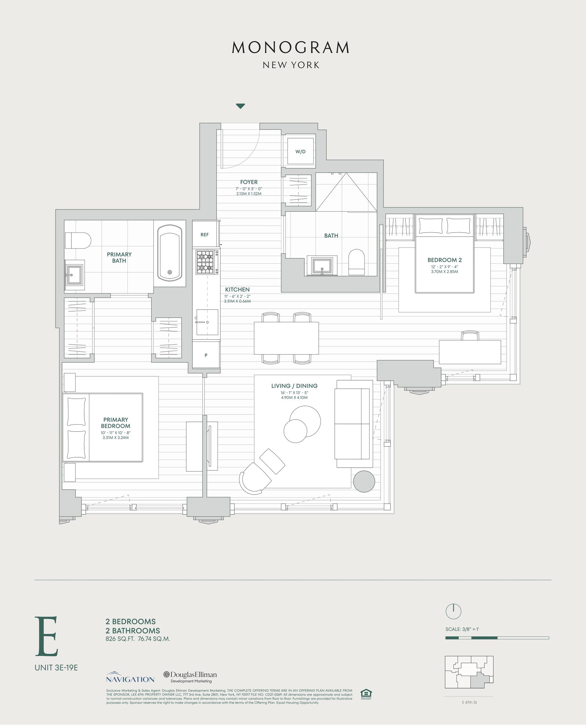 Floorplan for 135 East 47th Street, 15E