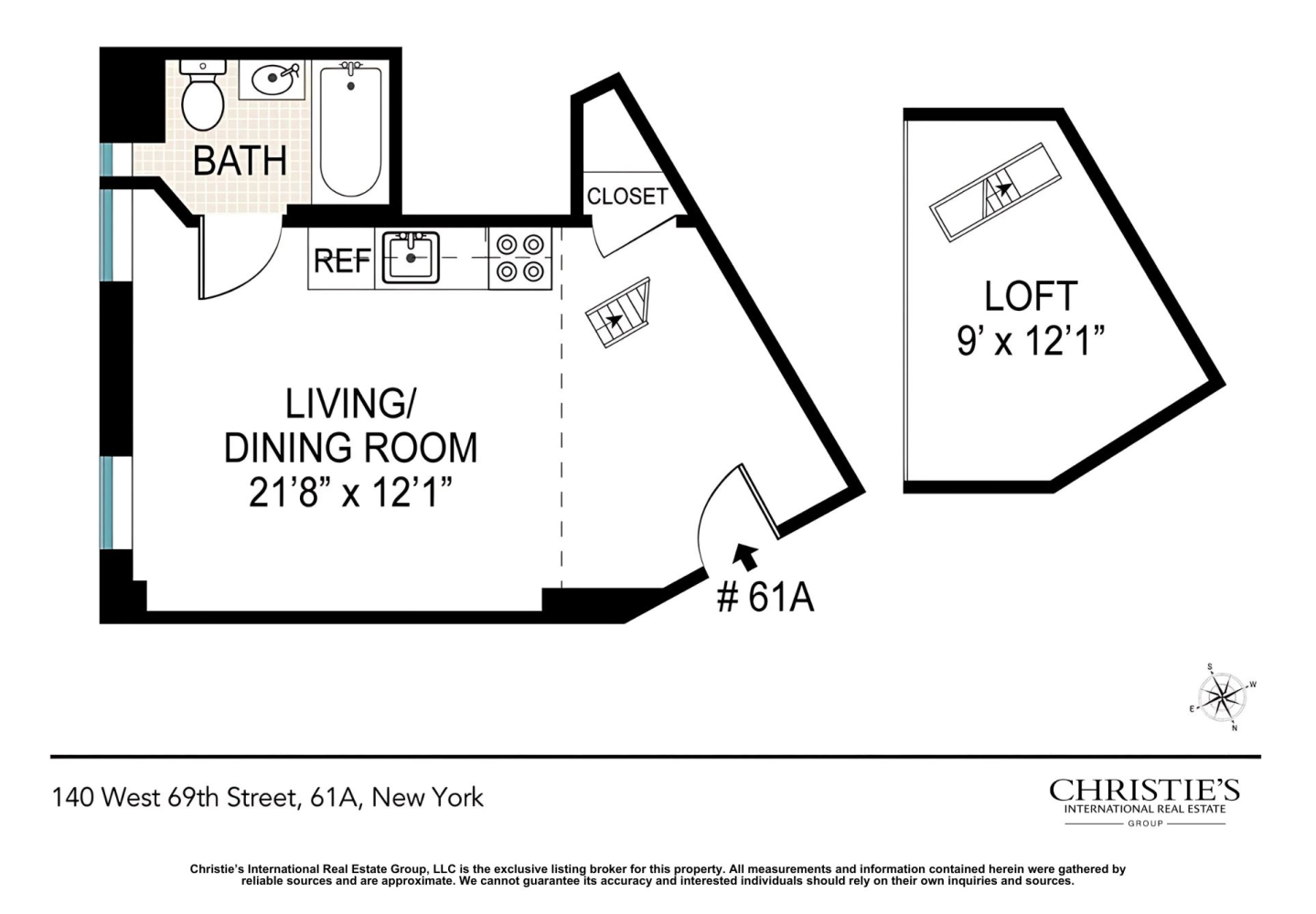 Floorplan for 140 West 69th Street, 61A