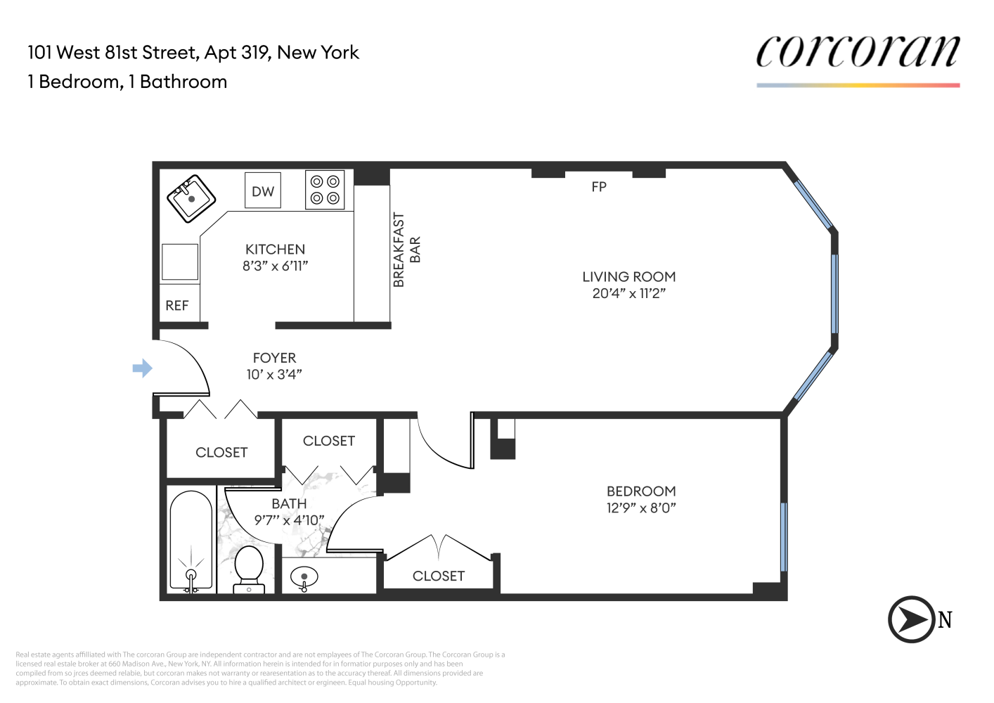 Floorplan for 101 West 81st Street, 319