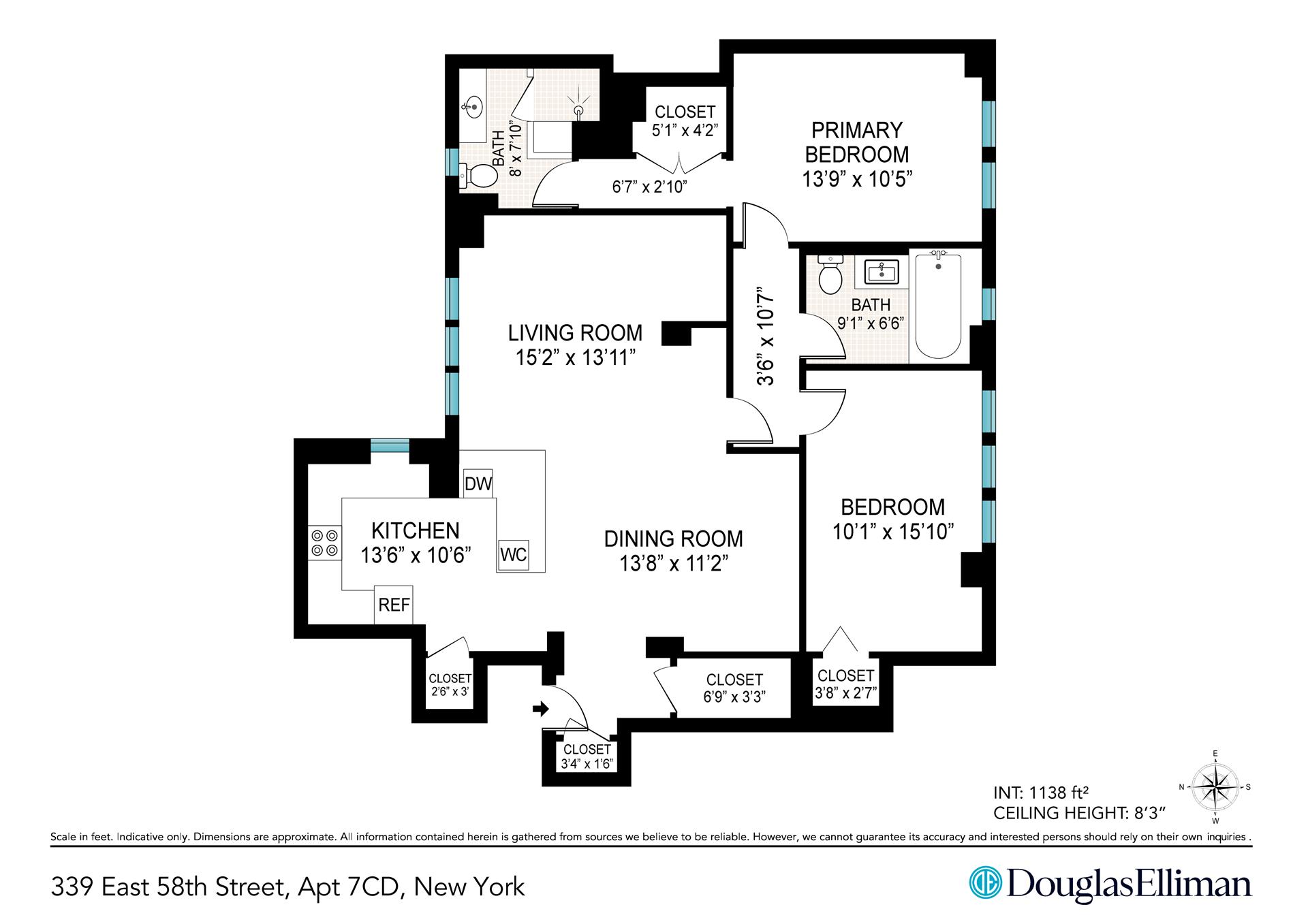 Floorplan for 339 East 58th Street, 7CD