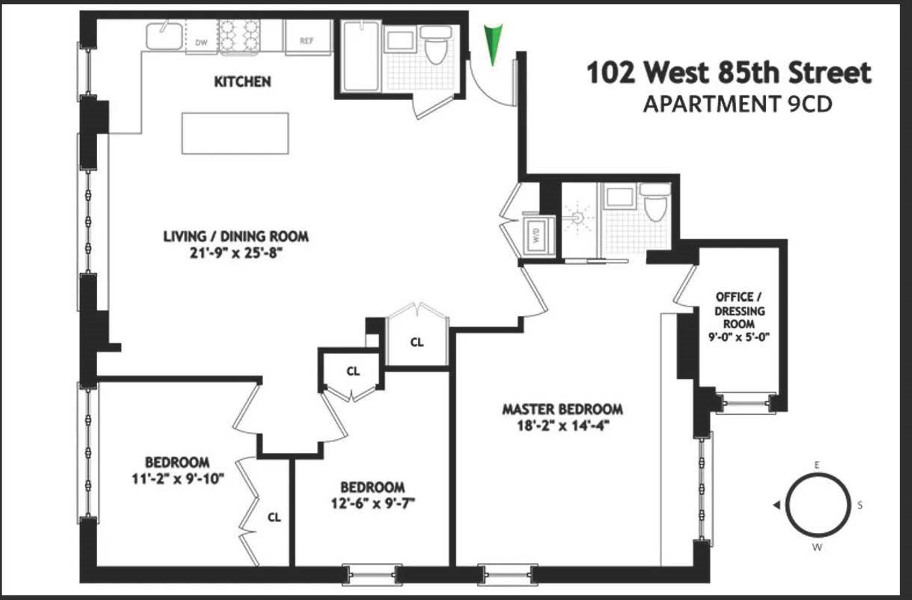 Floorplan for 102 West 85th Street, 9CD