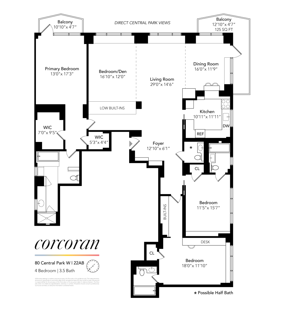 Floorplan for 80 Central Park, 22AB