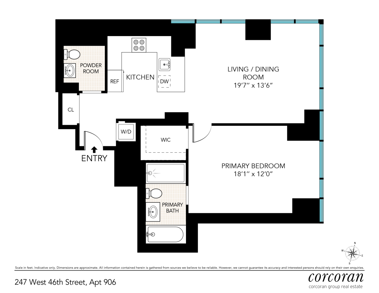 Floorplan for 247 West 46th Street, 906